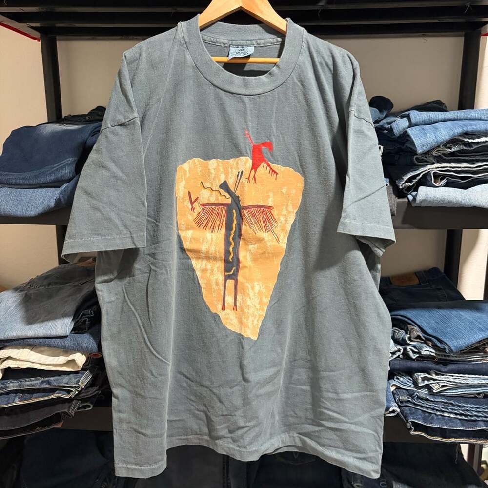 Anvil Graphic T-Shirt Size XL Grey Pigment Dyed
